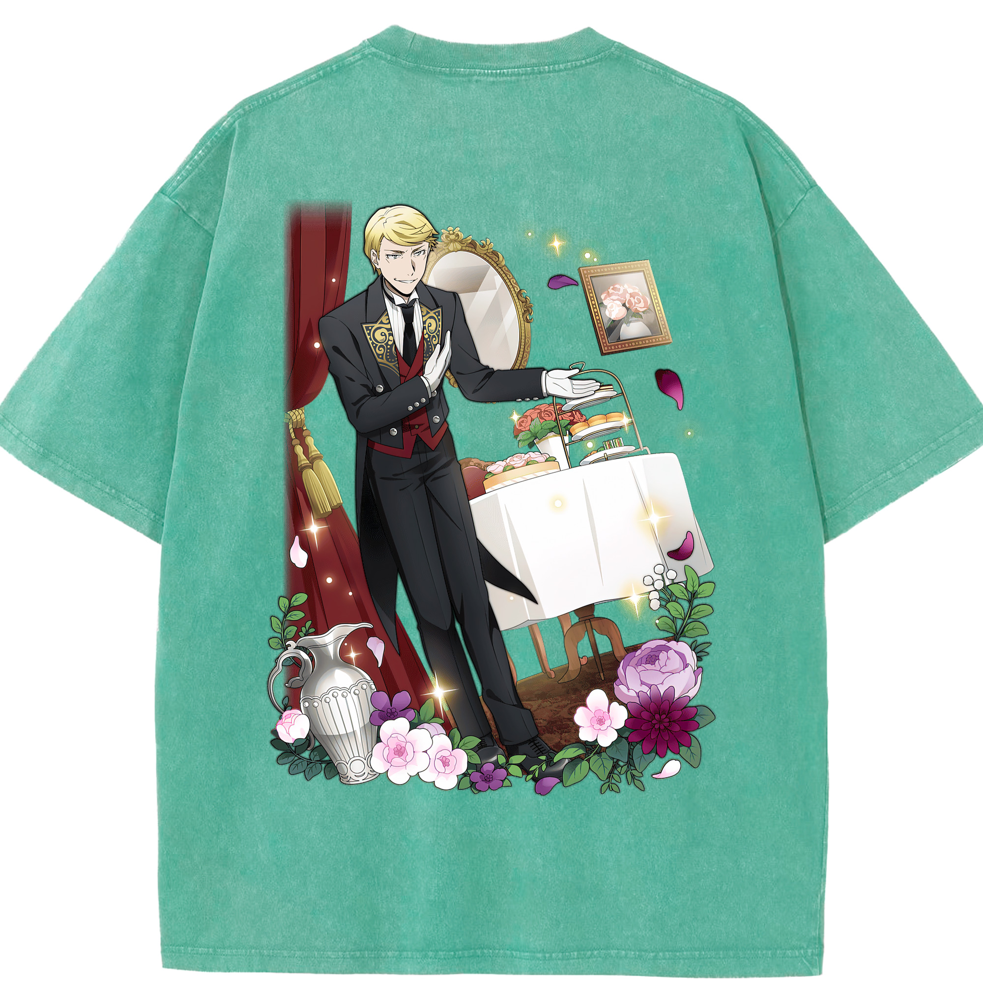 （画像用） 文豪ストレイドッグス Bungo Stray Dogs 綿100% ヴィンテージ風 半袖Tシャツ（背面プリント）